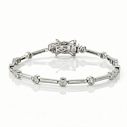 LUXURIANT 1 Ct. Lab Grown Diamond Station Bracelet (Size 7.5) in 18K Yellow Gold Overlay Sterling Silver (SI/GH)