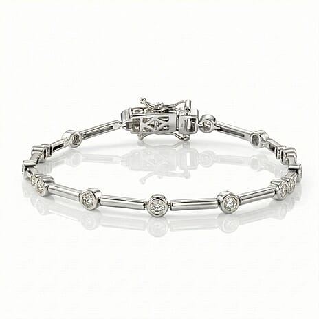 Luxuriant Lab Grown Diamond (SI-GH) Tennis Bracelet (Size 7.5) in Rhodium Overlay Sterling Silver 1.00 Ct