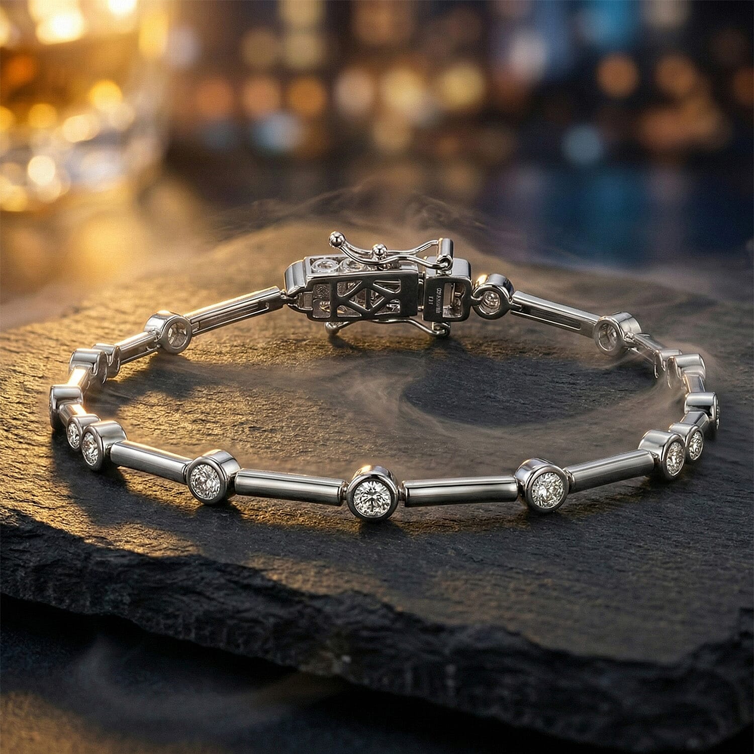 Luxuriant Lab Grown Diamond (SI-GH) Tennis Bracelet (Size 7.5) in Rhodium Overlay Sterling Silver 1.00 Ct