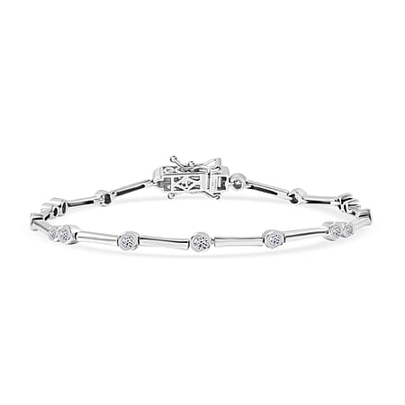DOORBUSTER DEAL - Luxuriant Lab Grown Diamond (SI/GH) Tennis Bracelet (Size 7.5) in Rhodium Overlay Sterling Silver 1.00 Ct, Silver Wt. 9.21 Gms.
