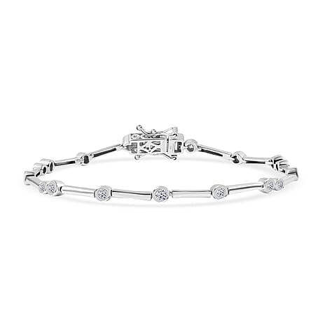 Luxuriant Lab Grown Diamond (SI-GH) Tennis Bracelet (Size 7.5) in Rhodium Overlay Sterling Silver 1.00 Ct, Silver Wt. 9.21 Gms.