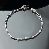 DOORBUSTER DEAL - Luxuriant Lab Grown Diamond (SI/GH) Tennis Bracelet (Size 7.5) in Rhodium Overlay Sterling Silver 1.00 Ct, Silver Wt. 9.21 Gms.