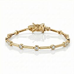 LUXURIANT 1 Ct. Lab Grown Diamond Station Bracelet (Size 7.5) in 18K Yellow Gold Overlay Sterling Silver (SI/GH)