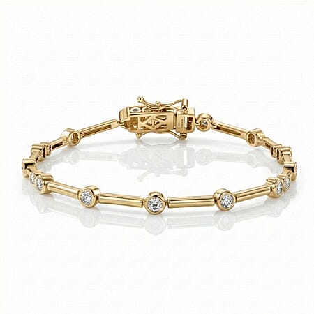 LUXURIANT 1 Ct. Lab Grown Diamond Station Bracelet (Size 7.5) in 18K Yellow Gold Overlay Sterling Silver (SI/GH)
