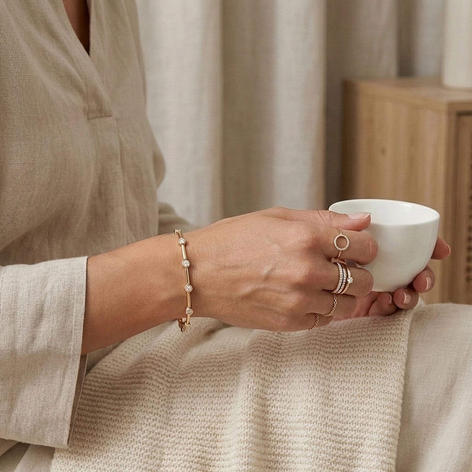 Luxuriant Lab Grown Diamond (SI-GH) Tennis Bracelet (Size 7.5) in 18K Yellow Gold Overlay Sterling Silver 1.00 Ct,