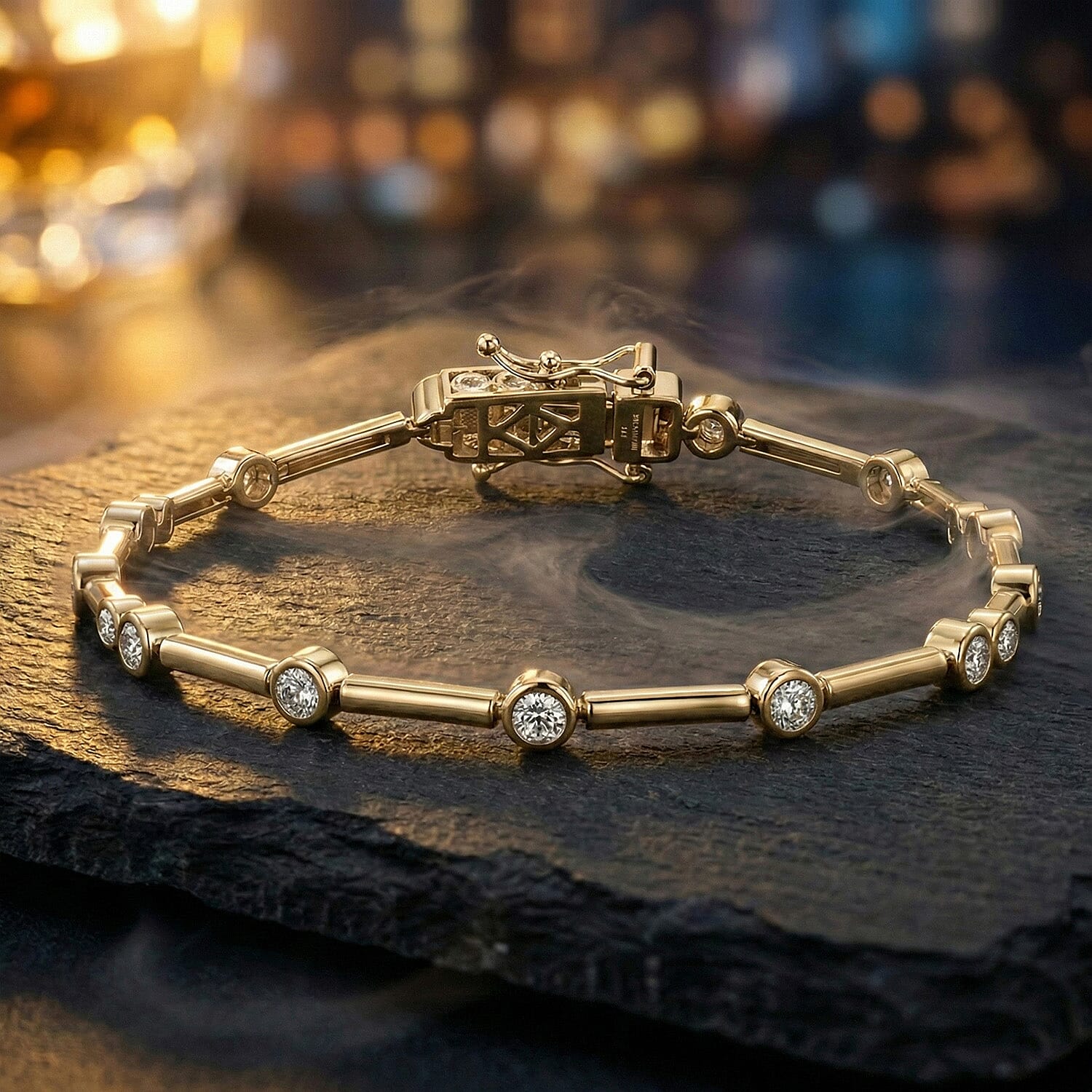 Luxuriant Lab Grown Diamond (SI-GH) Tennis Bracelet (Size 7.5) in 18K Yellow Gold Overlay Sterling Silver 1.00 Ct,