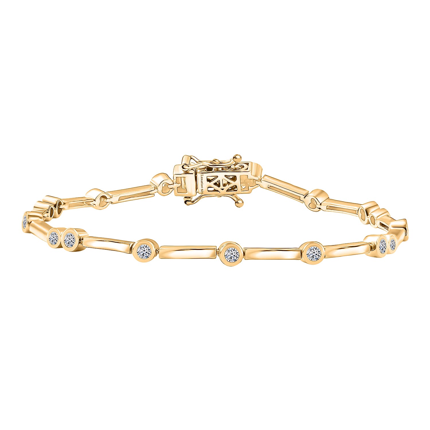 Black Friday Doorbuster Deal - Luxuriant Lab Grown Diamond (SI-GH) Tennis Bracelet (Size 7.5) in 18K Yellow Gold Overlay Sterling Silver 1.00 Ct, Silver Wt. 9.21 Gms.