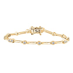 LUXURIANT 1 Ct. Lab Grown Diamond Station Bracelet (Size 7.5) in Rhodium Overlay Sterling Silver (SI/GH)