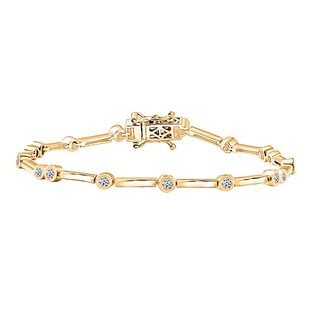 DOORBUSTER DEAL - Luxuriant Lab Grown Diamond (SI/GH) Tennis Bracelet (Size 7.5) in 18K Yellow Gold Overlay Sterling Silver 1.00 Ct, Silver Wt. 9.21 Gms.