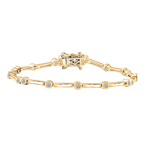 Black Friday Doorbuster Deal - Luxuriant Lab Grown Diamond (SI-GH) Tennis Bracelet (Size 7.5) in 18K Yellow Gold Overlay Sterling Silver 1.00 Ct, Silver Wt. 9.21 Gms.