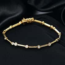 DOORBUSTER DEAL - Luxuriant Lab Grown Diamond (SI/GH) Tennis Bracelet (Size 7.5) in 18K Yellow Gold Overlay Sterling Silver 1.00 Ct, Silver Wt. 9.21 Gms.