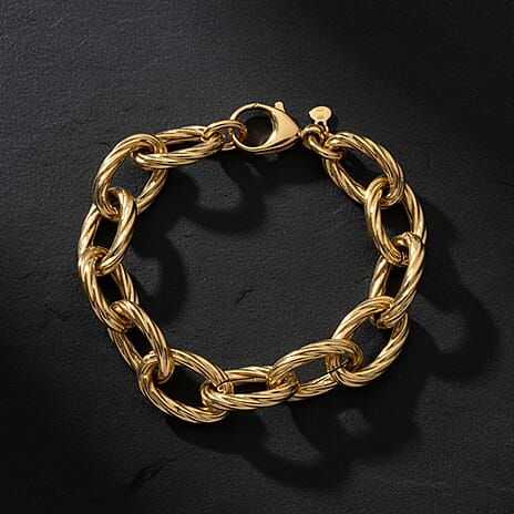 9K Yellow Gold Twist Oval Link Bracelet (Size 8) with Lobster Clasp, Gold Wt. 10.10 Gms.