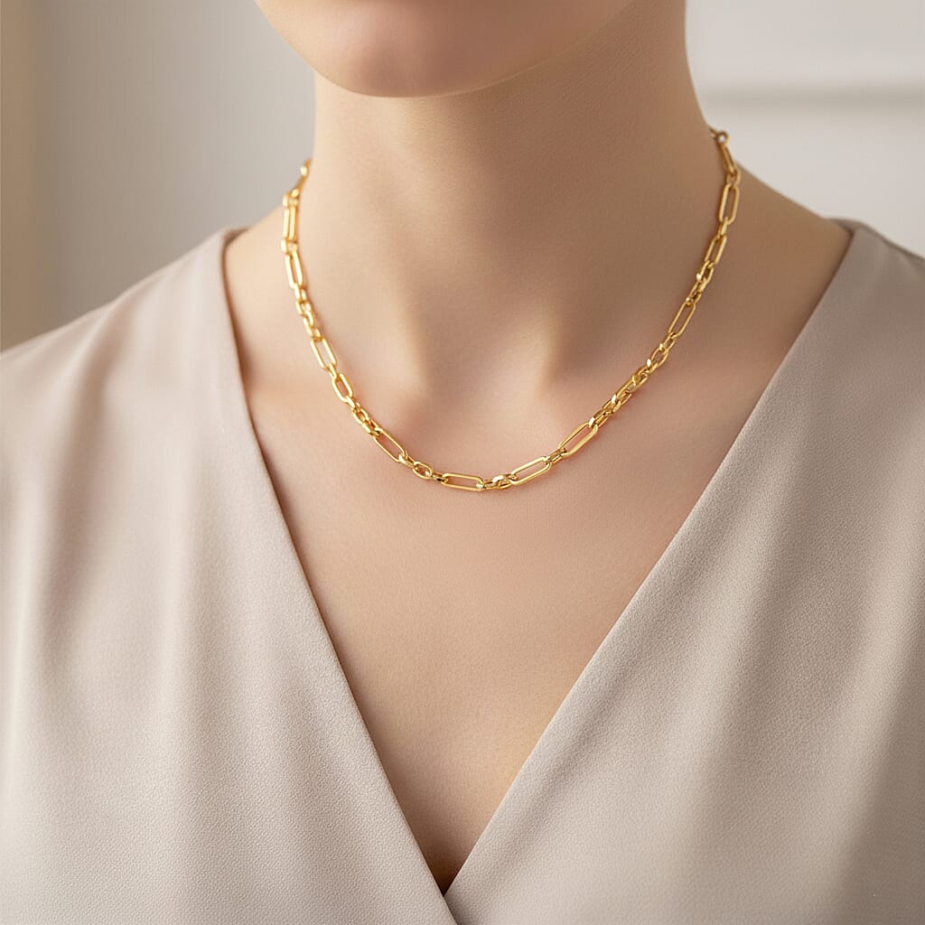 Maestro Collection - Italian Made- 9K Yellow Gold Cable Figaro Necklace (Size 20) with Lobster Clasp, Gold Wt. 5.65 Gms.