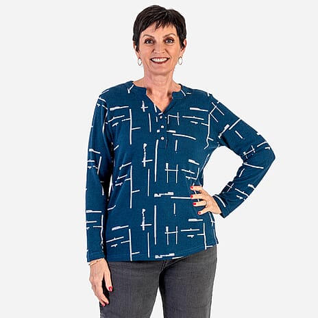 Sugar Crisp Granded Collar Blouse (Size M) - Navy