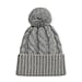 Chunky Cable Knit Beanie Hat with Faux Fur Pom-Pom - Grey