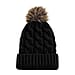 Chunky Cable Knit Beanie Hat with Faux Fur Pom-Pom - Blue