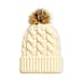 Chunky Cable Knit Beanie Hat with Faux Fur Pom-Pom - Blue