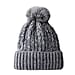 Chunky Cable Knit Beanie Hat with Faux Fur Pom-Pom - Grey