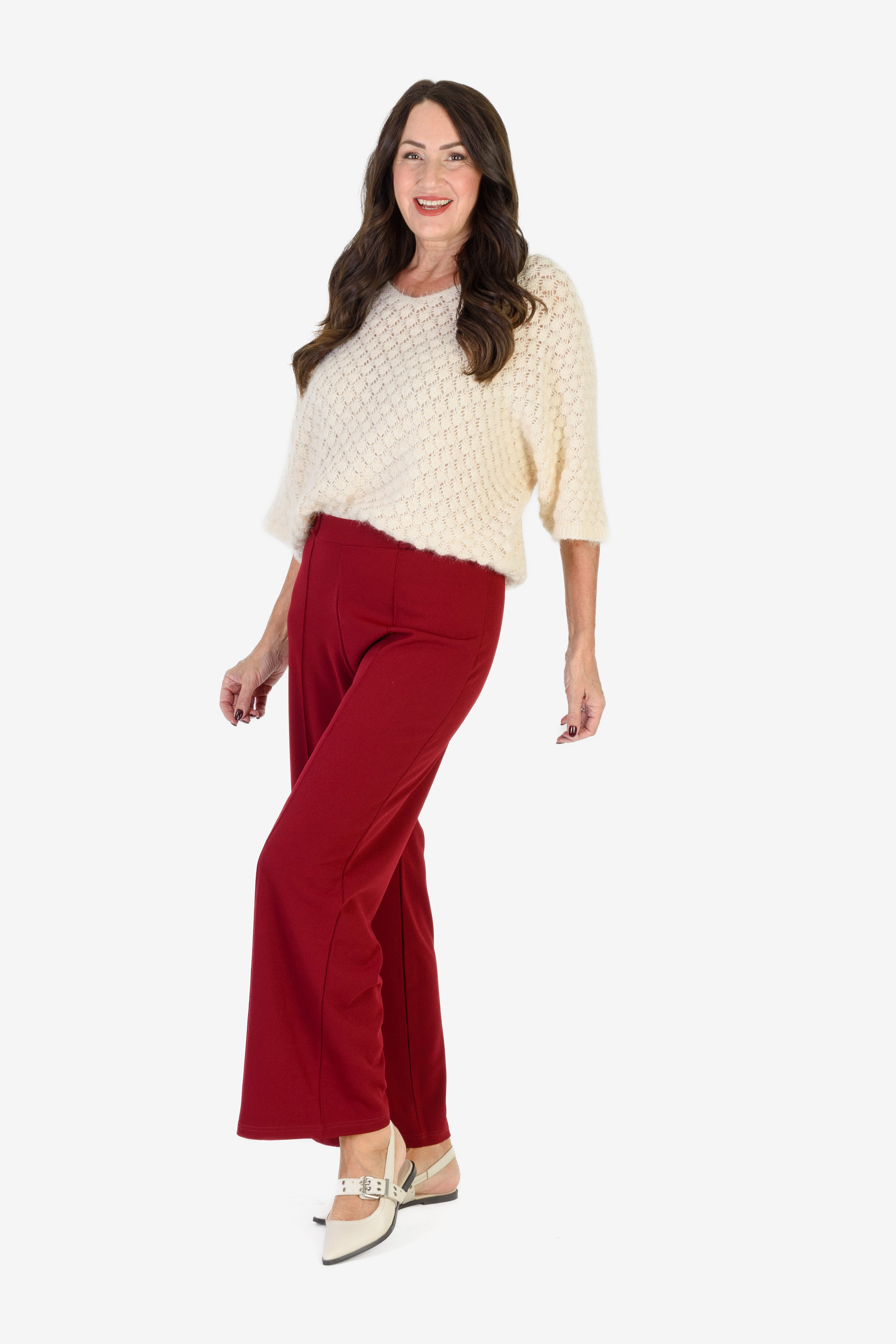 THE SHOWSTOPPER- Sugar Crisp Supersoft Crochet Knit Batwing Sleeve Jumper (One Size 8 TO 20) - Beige