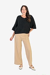 Sugar Crisp Supersoft Crochet Knit Batwing Sleeve Jumper (One Size 8 TO 20) - Mocha