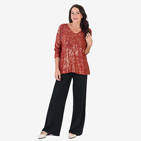 Sugar Crisp Foil Printed Embellished Jumper (One Size) - Red