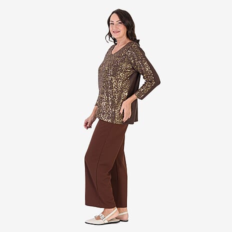 Sugar Crisp Foil Printed Embellished Jumper (One Size) - Chocolate Brown