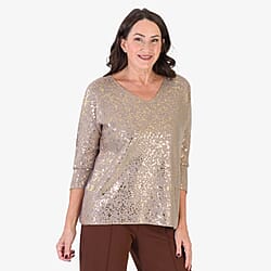 Sugar Crisp Foil Printed Embellished Jumper (One Size) - Chocolate Brown