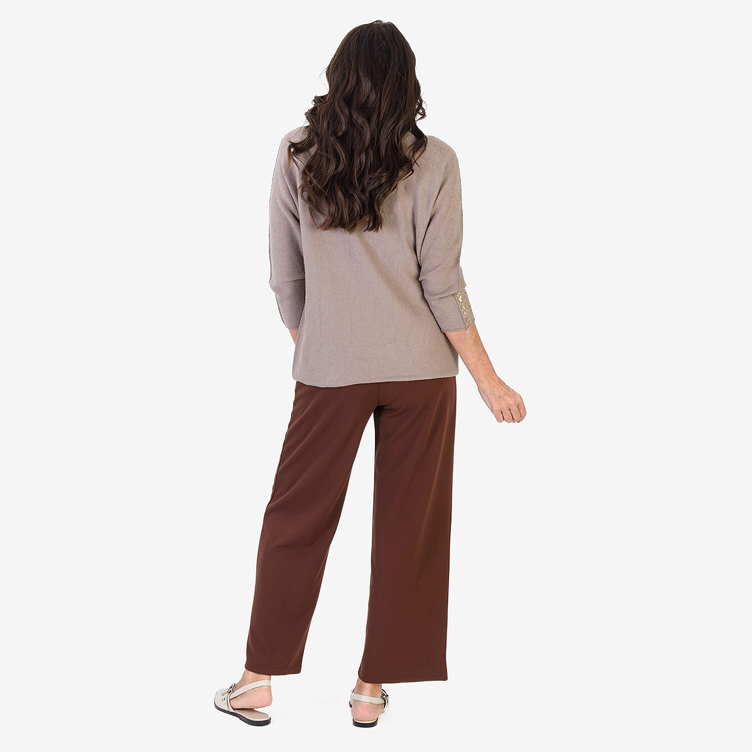 THE SHOWSTOPPER - Sugar Crisp Foil Printed Embellished Jumper (One Size) - Mocha