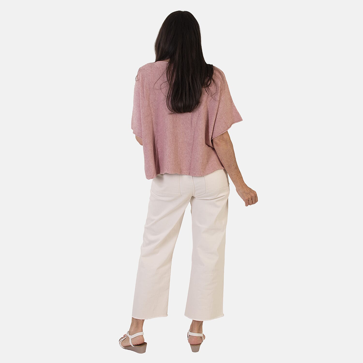 Sugar Crisp Italian-Made Batwing Sleeve Round Neck Top (One Size) - Dark Pink