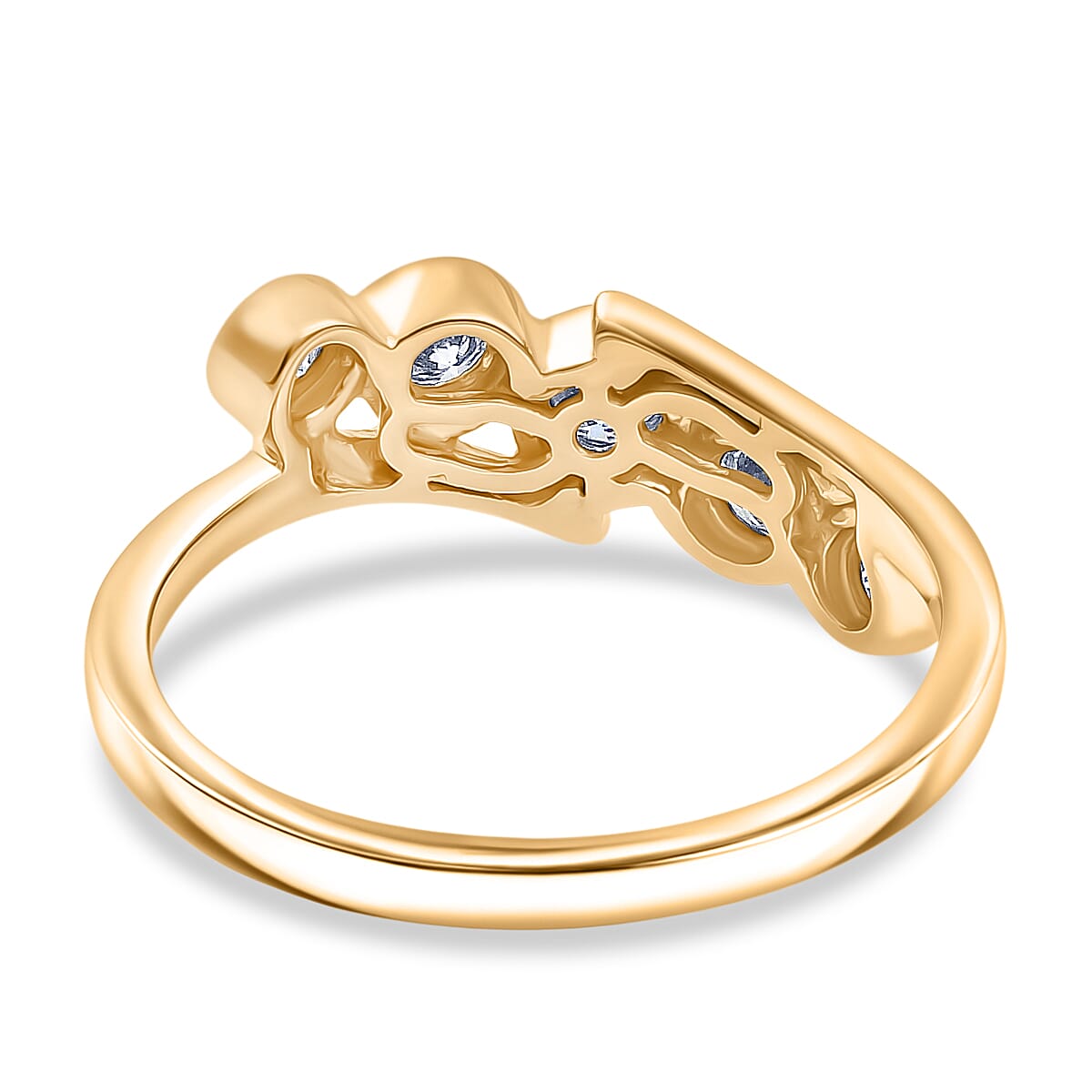 Moissanite 5 Stone Ring in 14K Yellow Gold Plated Sterling Silver