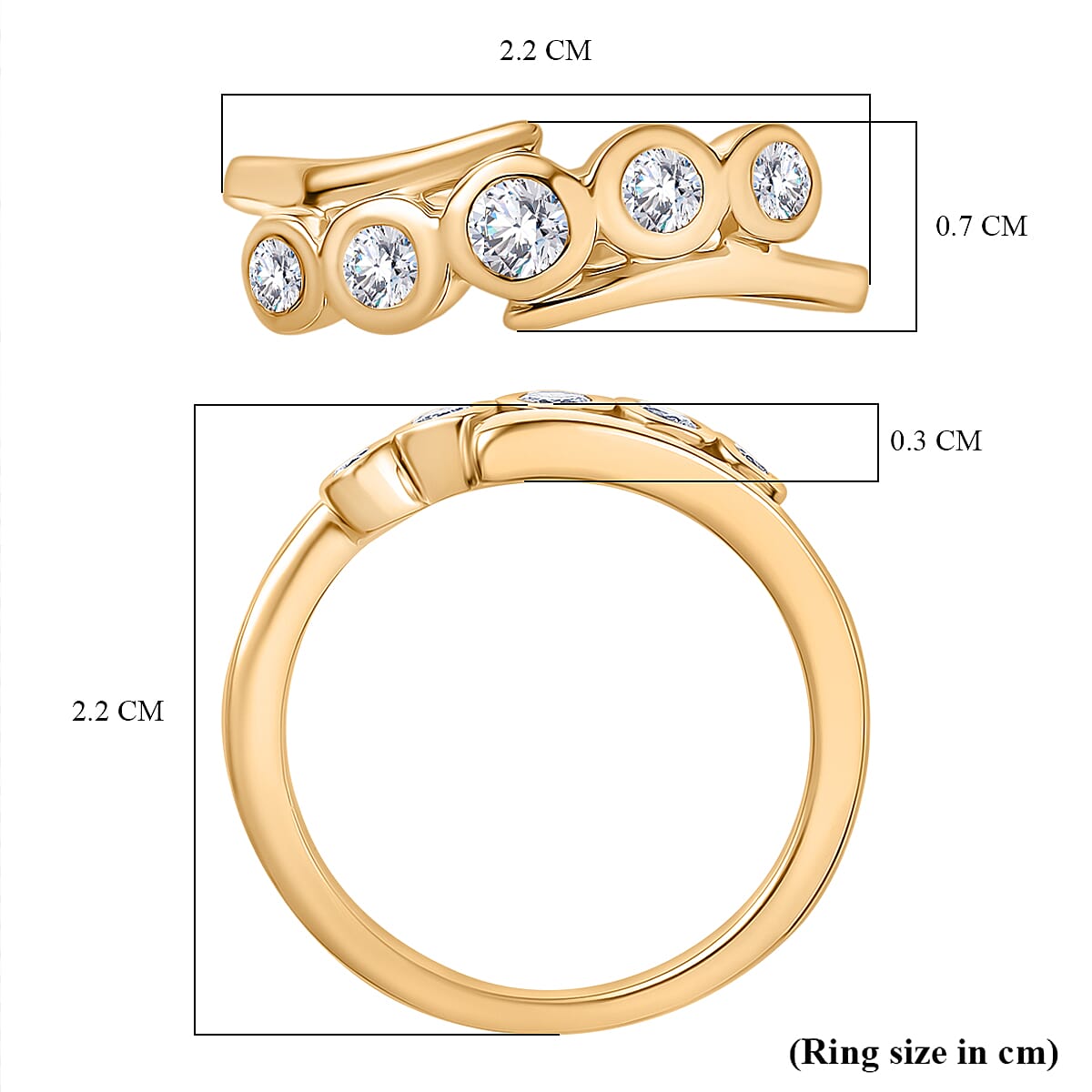 Moissanite 5 Stone Ring