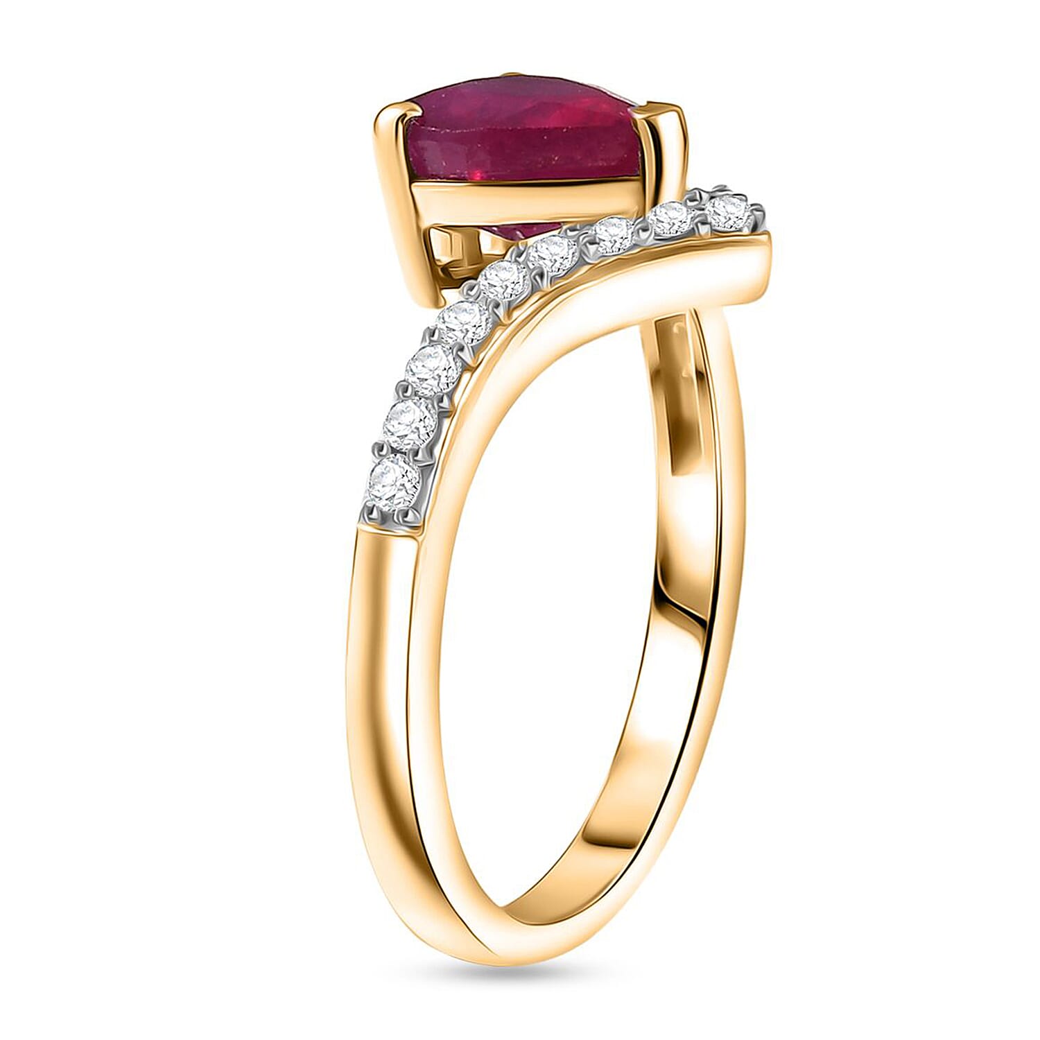 D'Joy African Ruby White Zircon Main Stone With Side Stone Ring