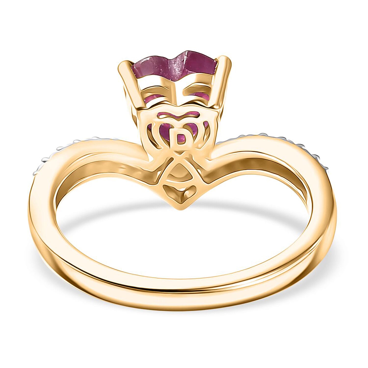 D'Joy African Ruby White Zircon Main Stone With Side Stone Ring