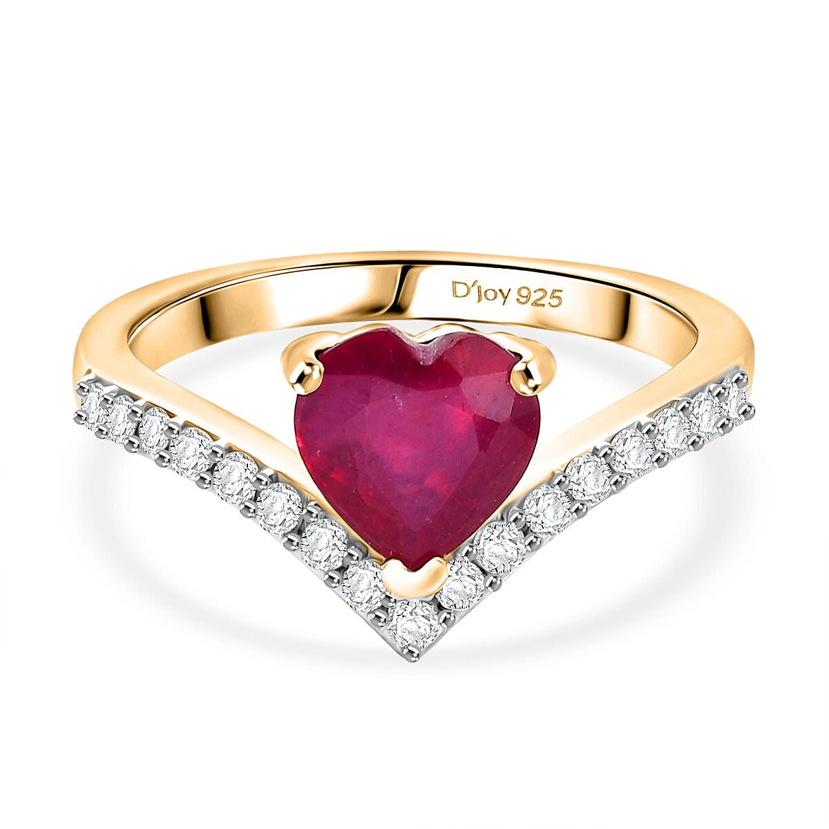 D'Joy African Ruby White Zircon Main Stone With Side Stone Ring