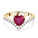 D'Joy Natural African Ruby, White Zircon Wishbone Heart Ring