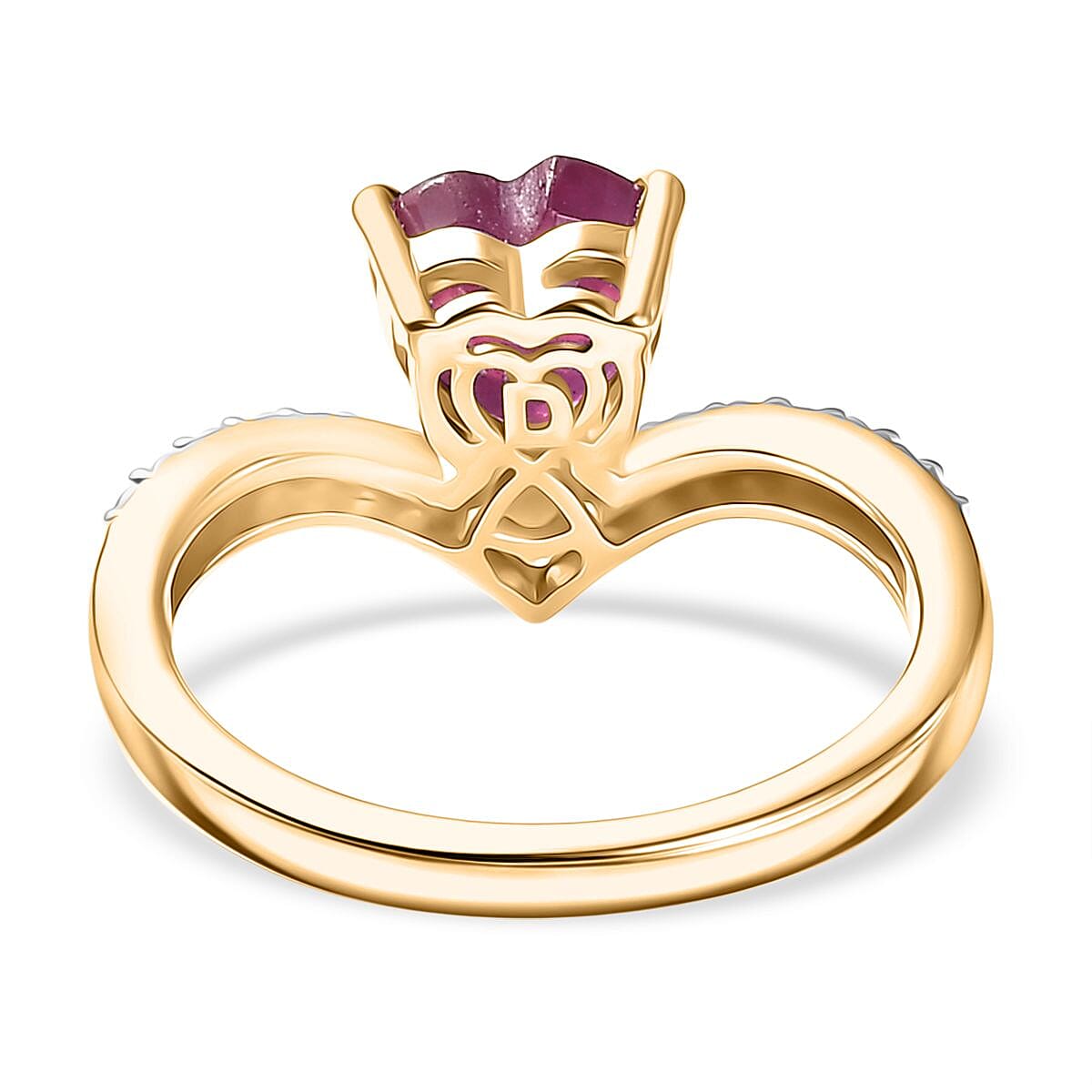 D'Joy African Ruby White Zircon Main Stone With Side Stone Ring