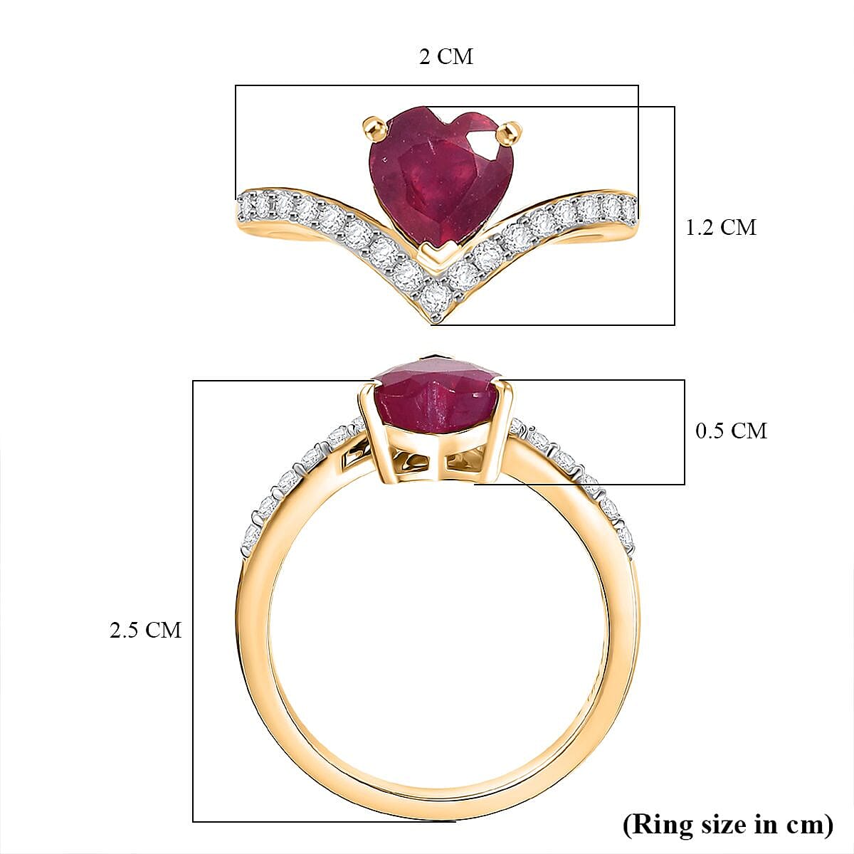 D'Joy African Ruby White Zircon Main Stone With Side Stone Ring