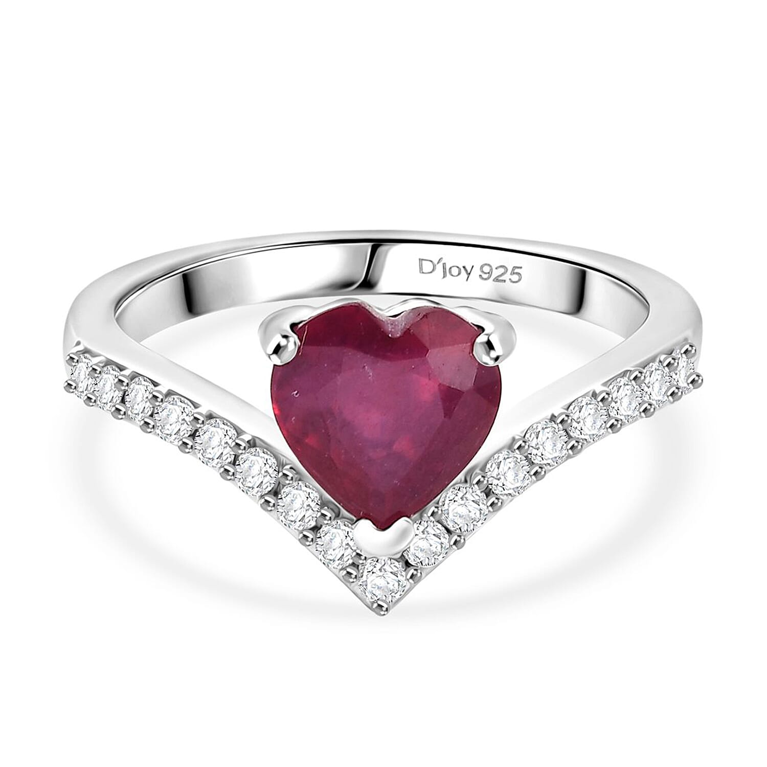 D'Joy African Ruby White Zircon Main Stone With Side Stone Ring