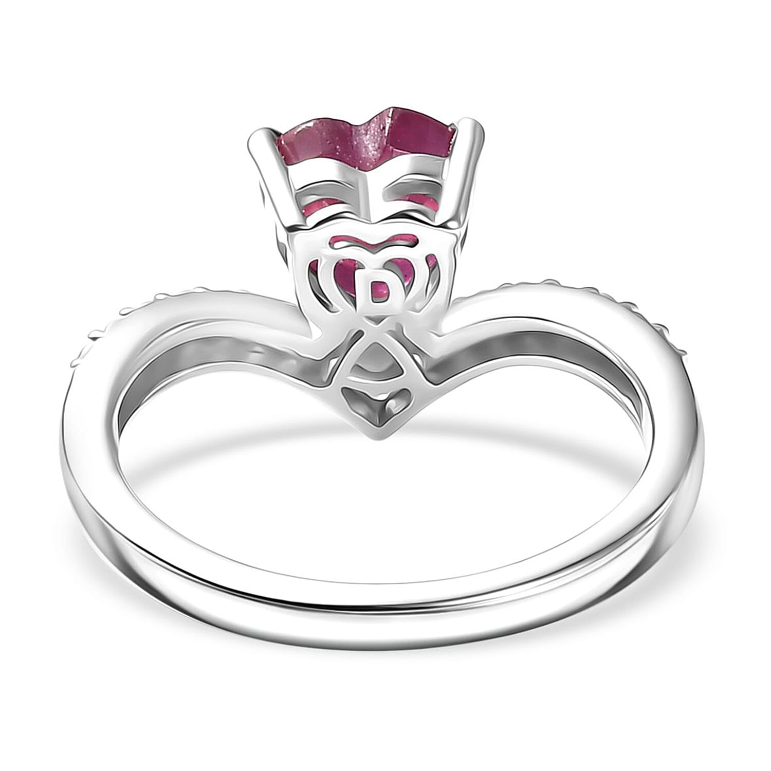 D'Joy African Ruby White Zircon Main Stone With Side Stone Ring