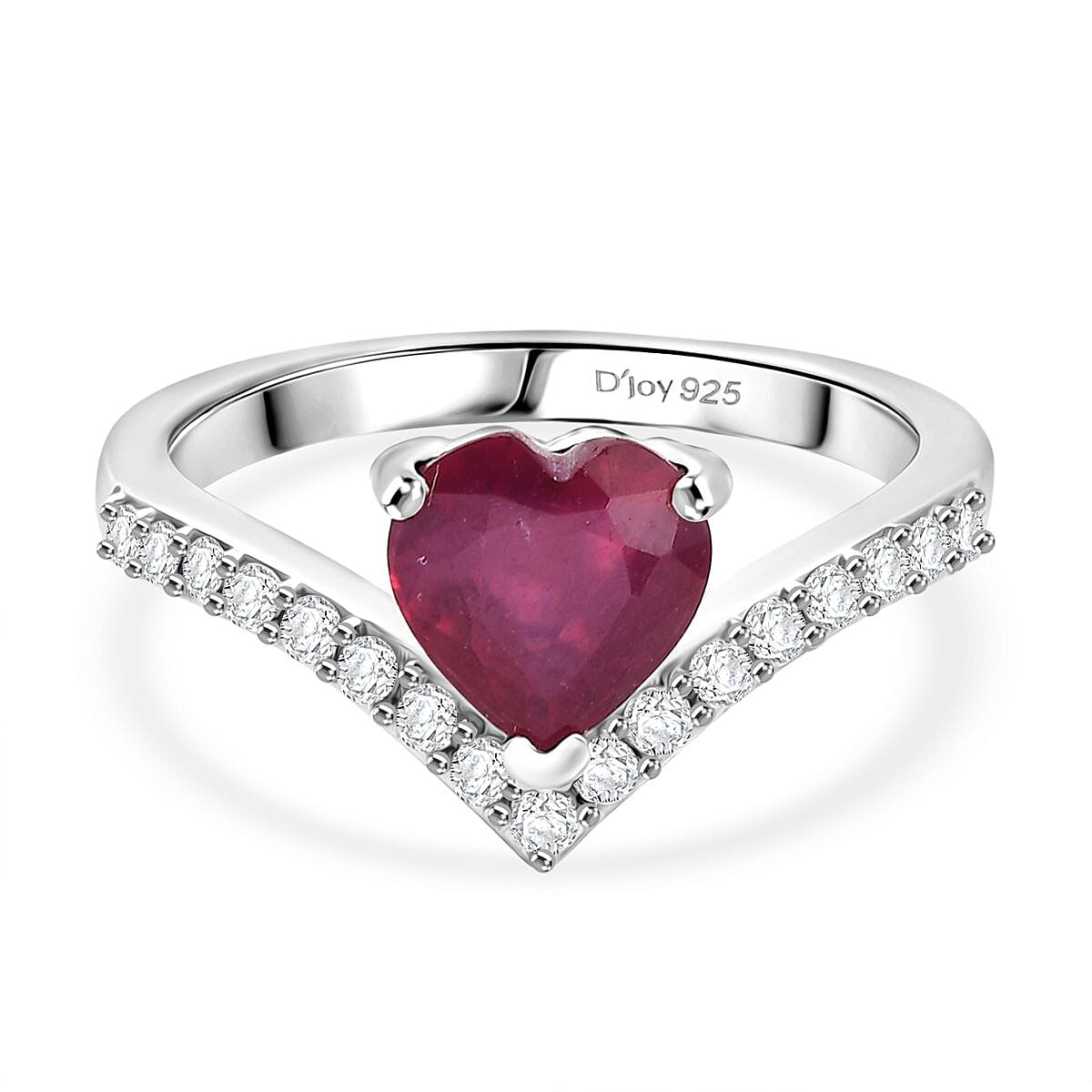 D'Joy African Ruby White Zircon Main Stone With Side Stone Ring