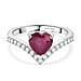 D'Joy Natural African Ruby, White Zircon Wishbone Heart Ring
