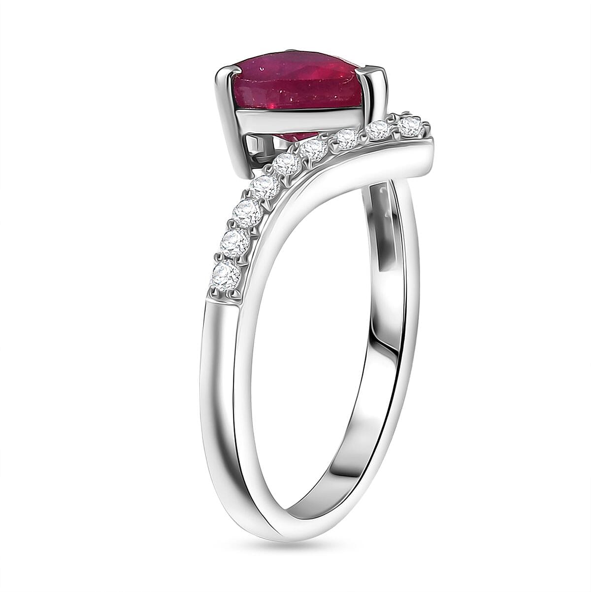 D'Joy African Ruby White Zircon Main Stone With Side Stone Ring