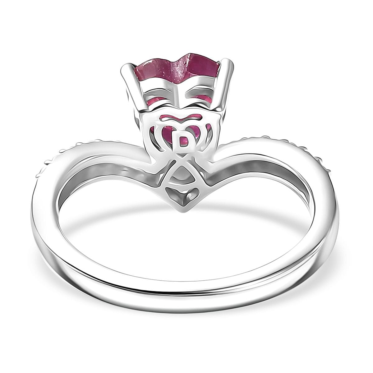 D'Joy African Ruby White Zircon Main Stone With Side Stone Ring