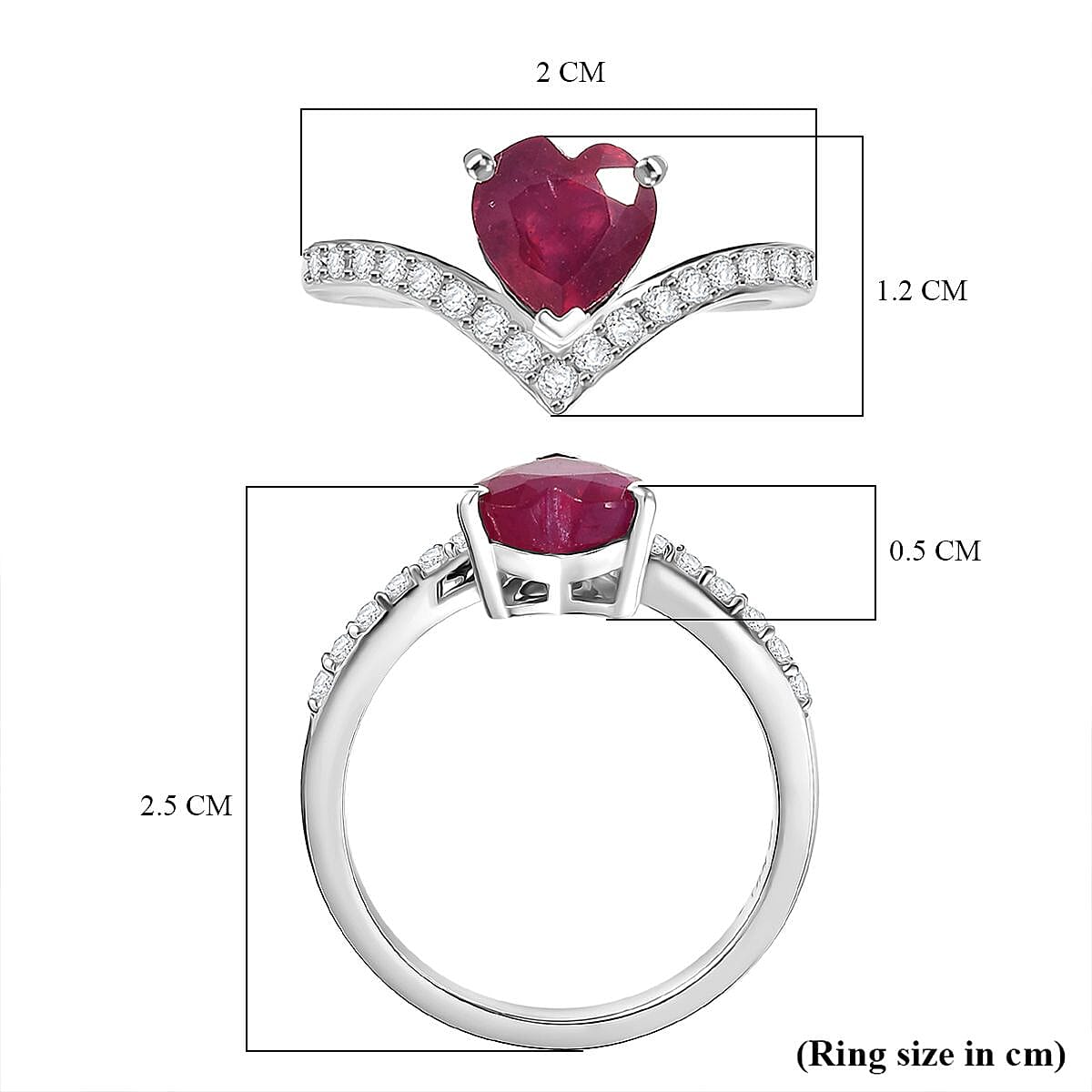 D'Joy African Ruby White Zircon Main Stone With Side Stone Ring