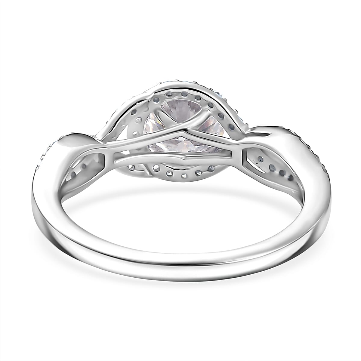 D'Joy Moissanite Halo Ring in Rhodium OverlaySterling Silver  1.174  Ct.