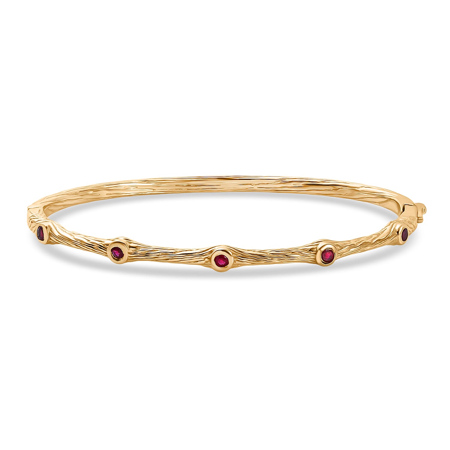 EverTrue African Ruby Bamboo Bangle in Yellow Gold Plated