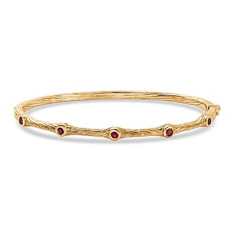 EverTrue African Ruby Bamboo Bangle in Yellow Gold Plated