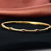 EverTrue African Ruby Bamboo Bangle in Yellow Gold Plated