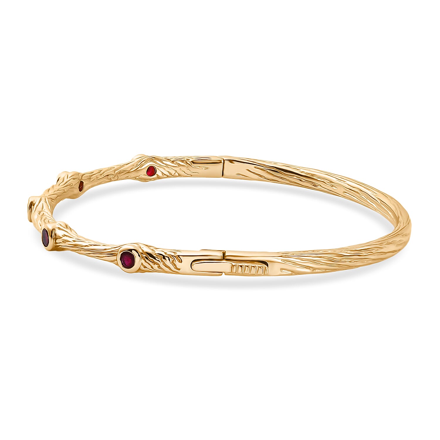 EverTrue African Ruby Bamboo Bangle in Yellow Gold Plated