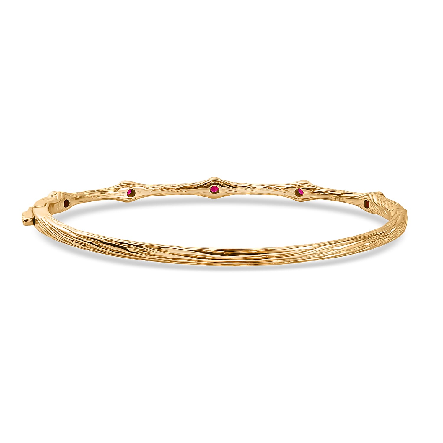 EverTrue African Ruby Bamboo Bangle in Yellow Gold Plated